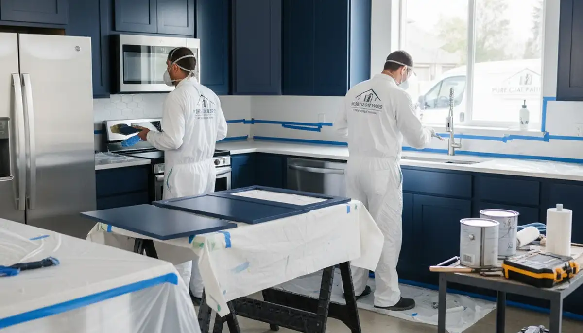 Professional cabinet painting in West Palm Beach FL by expert house painters for durable kitchen finishes