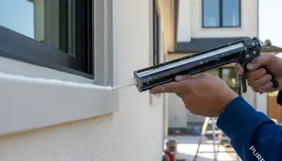Professional caulking and sealing on a West Palm Beach FL home exterior by expert painting contractors
