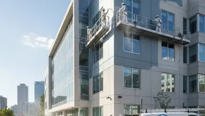 Professional commercial painters in West Palm Beach FL finishing durable coastal office exterior