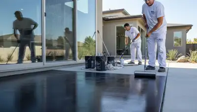Professional concrete staining on patio in West Palm Beach FL by expert house painting contractors