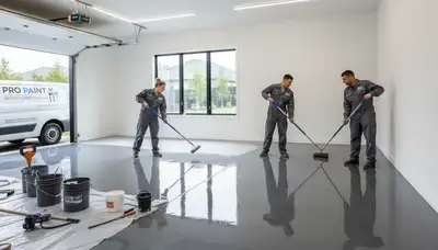 Professional epoxy floor coating in West Palm Beach FL garage by expert painting contractors