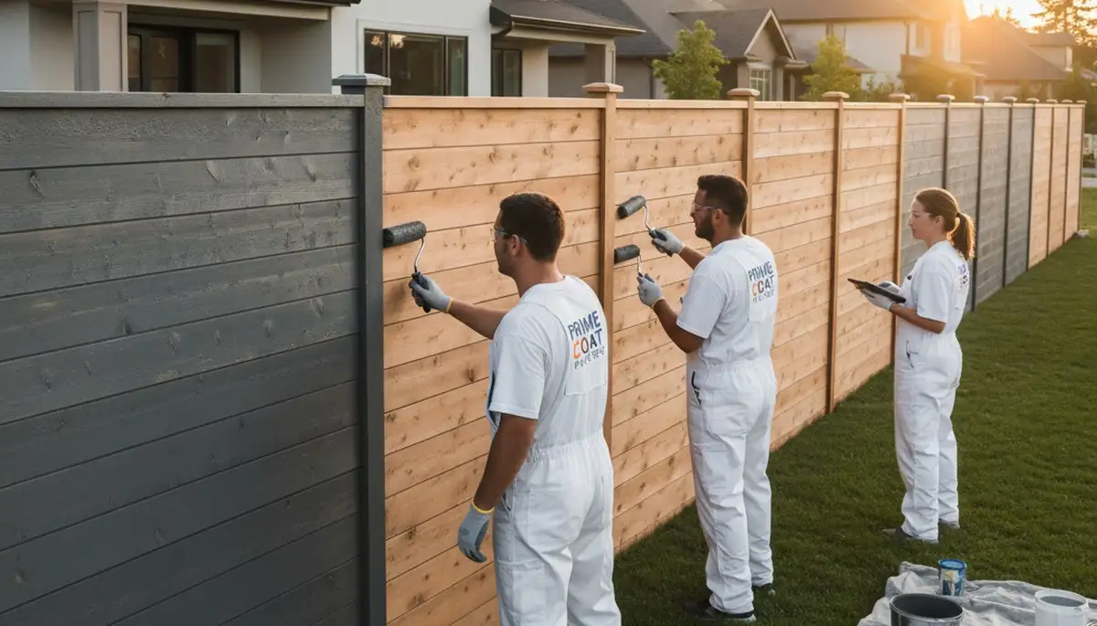 Professional fence painting in West Palm Beach FL by expert painters protecting wood from sun and salt air