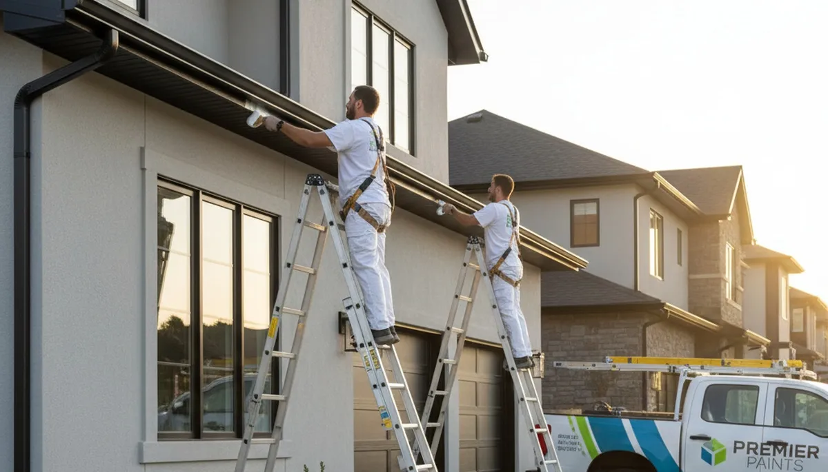 Professional gutter painting on coastal home in West Palm Beach, FL by expert house painters