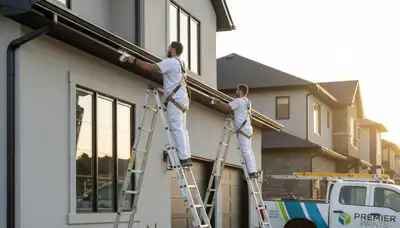 Professional gutter painting on coastal home in West Palm Beach, FL by expert house painters