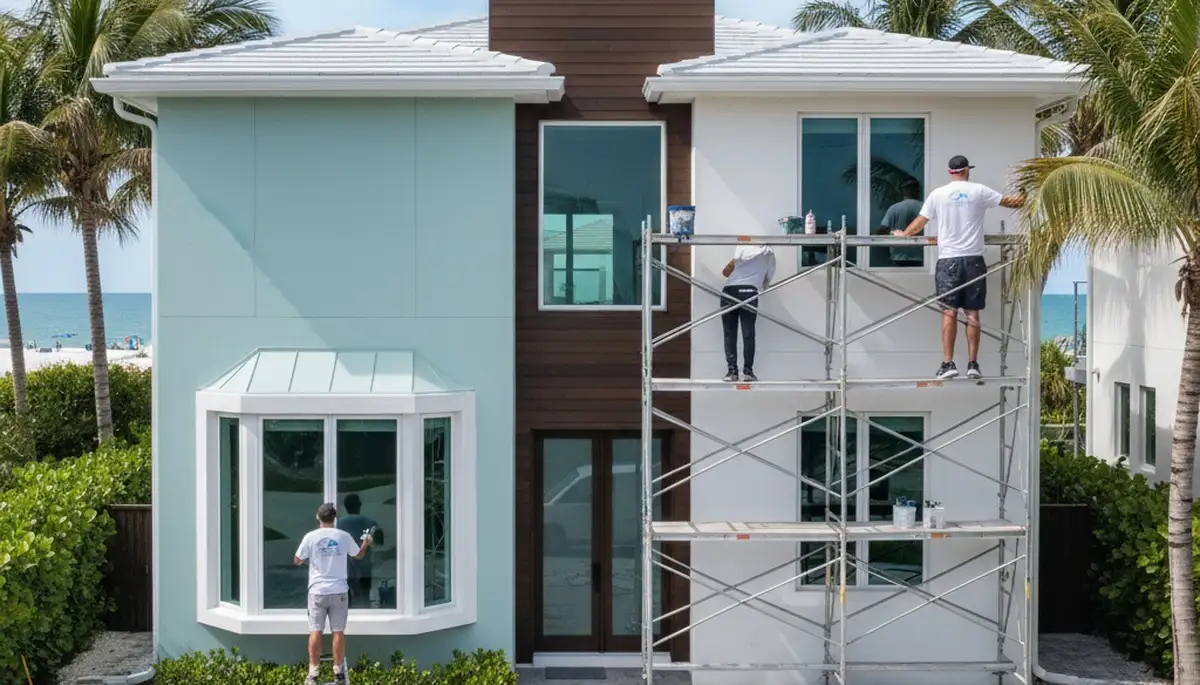 House painting contractor serving West Palm Beach, FL on a residential exterior project