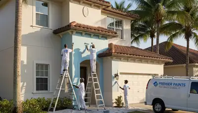 Professional house painters in West Palm Beach FL improving home exterior with quality paint finish