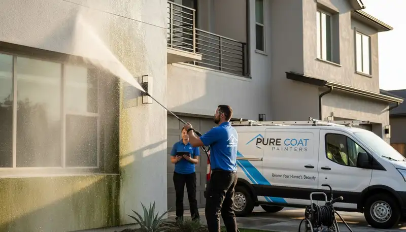 Professional pressure cleaning service restoring home exterior in West Palm Beach FL