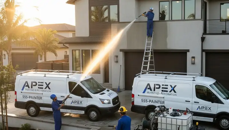 Professional pressure cleaning for homes in West Palm Beach FL removing mildew and salt buildup