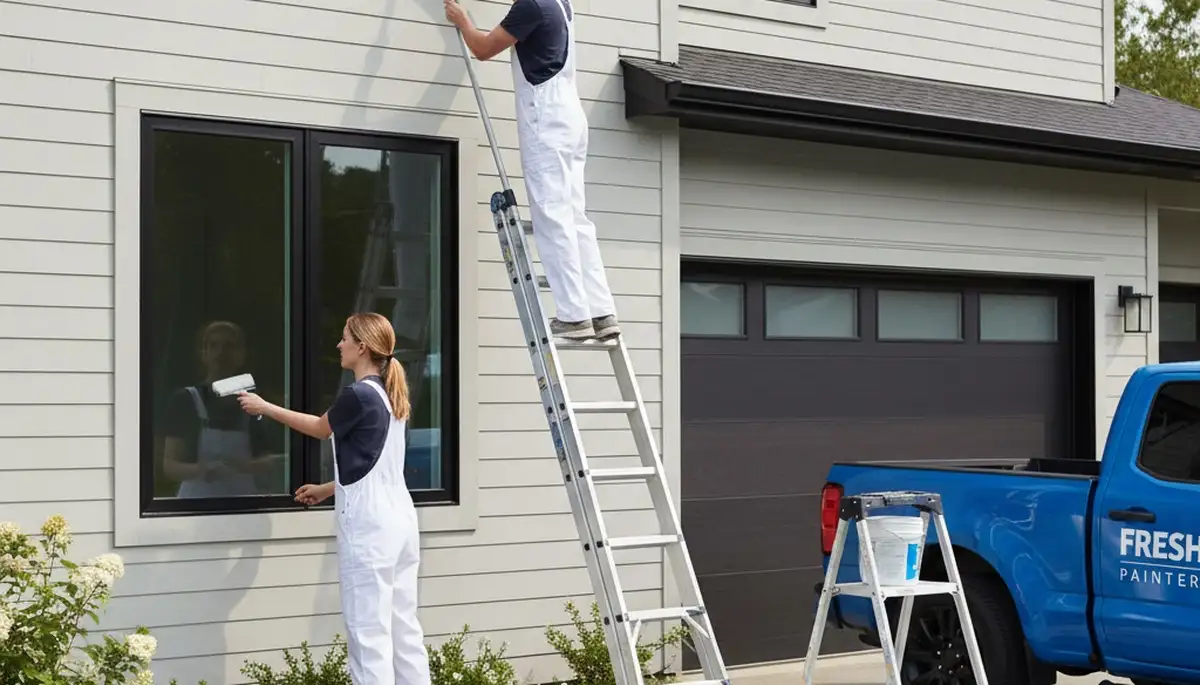 Professional siding painting on coastal home in West Palm Beach, FL by local house painters