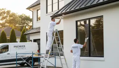 Professional trim and fascia painting on a coastal home in West Palm Beach, FL