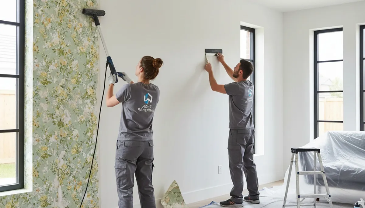 Professional wallpaper removal by house painters in West Palm Beach FL restoring smooth interior walls