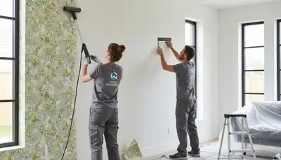 Professional wallpaper removal by house painters in West Palm Beach FL restoring smooth interior walls